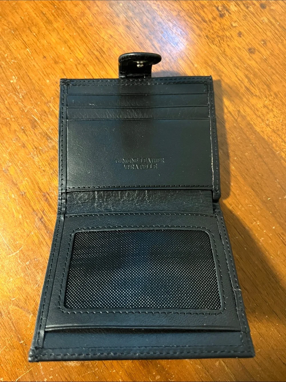 Black Leather Snap Card Wallet